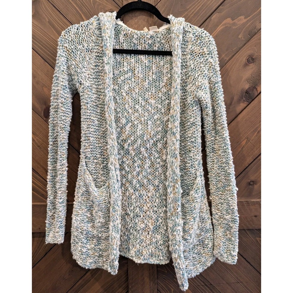 MOTH By Anthropologie Hooded Chunky Open Knit Cardigan Size XS Beachy Boho